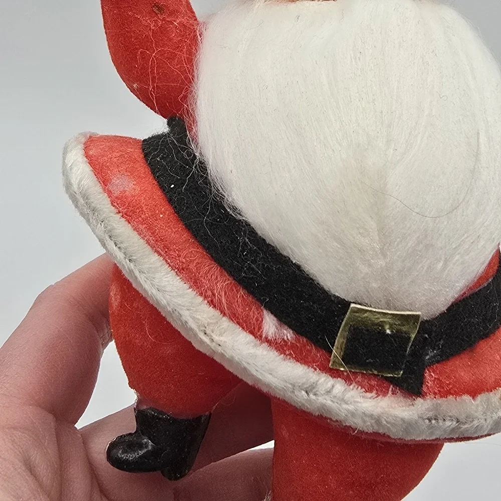 Vintage Flocked Dancing Santa Claus 1960s Christmas‎ Holiday Kitschy 7